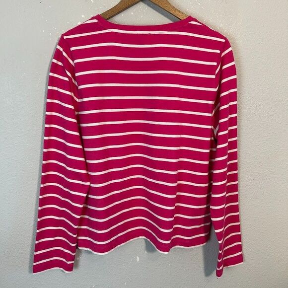 NEW J Crew Striped Side Button Shirt XL Pink Boatneck Long Sleeve Nautical NWT - Picture 4 of 8